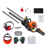 23.2in 26cc 2 Cycle Gas Hedge Trimmer Dual Sided Blade Handheld Trimmer with 180 Degree Adjustable Head for Shrubs and Low Bushes
